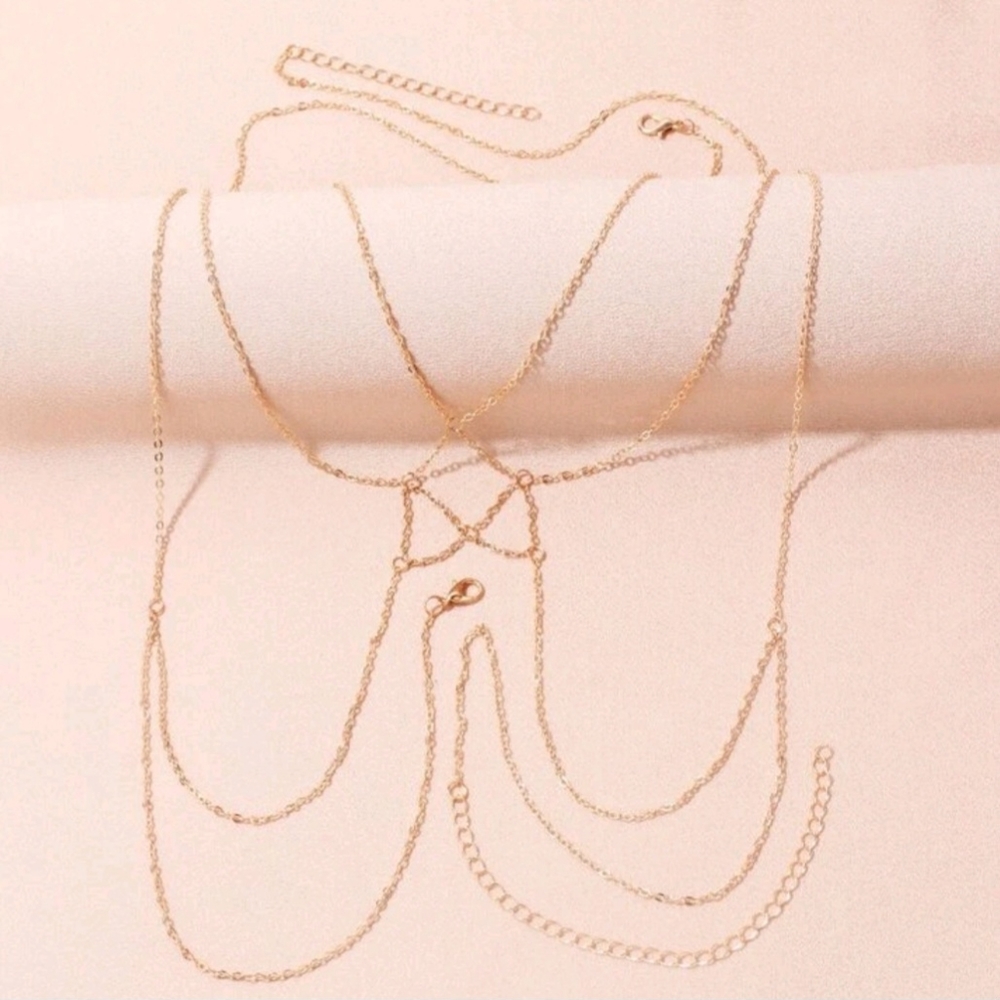 NWOT La Kitten Studio Gold Bra Chest Harness Sexy Club Lingerie